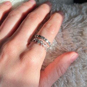 Set of Silver Floral Design Rings
